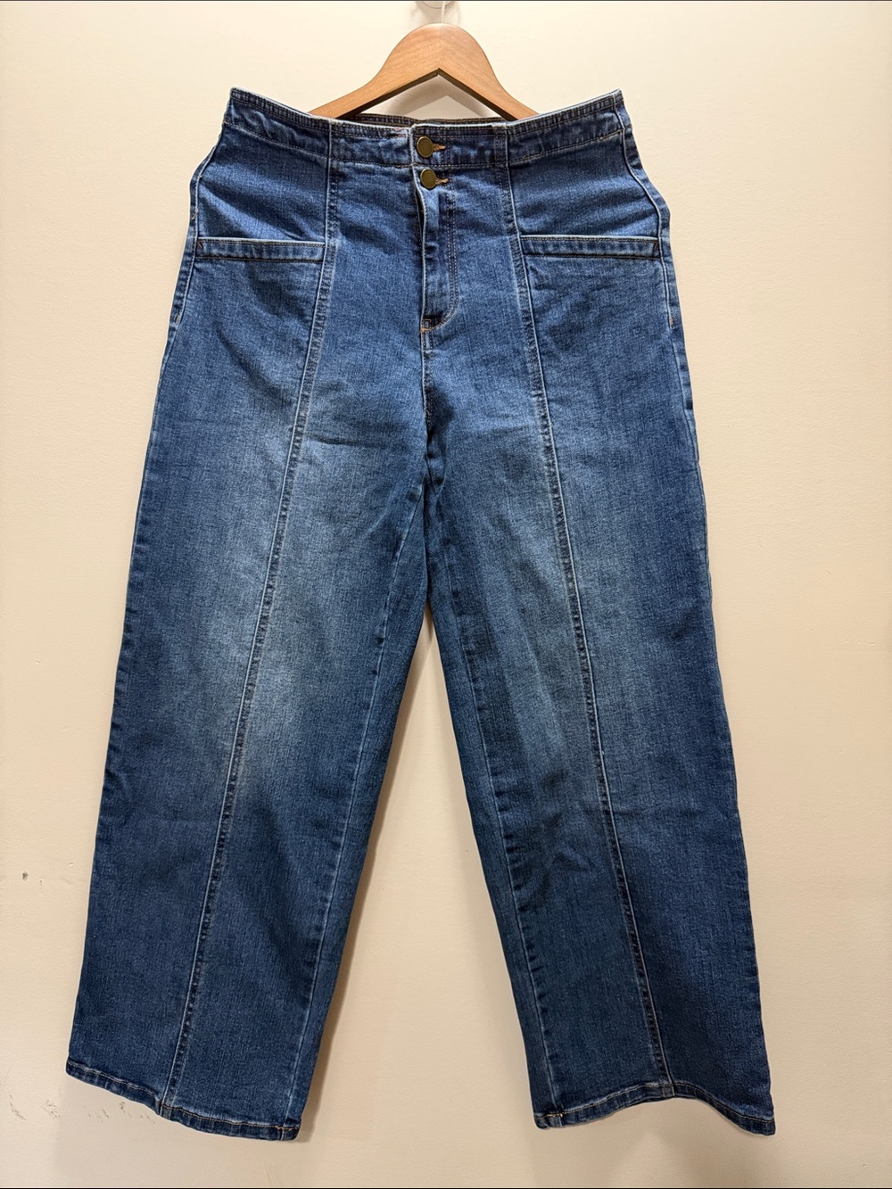 Oat New York Dark Blue Wide-Leg High-Rise Jeans Size 6/28